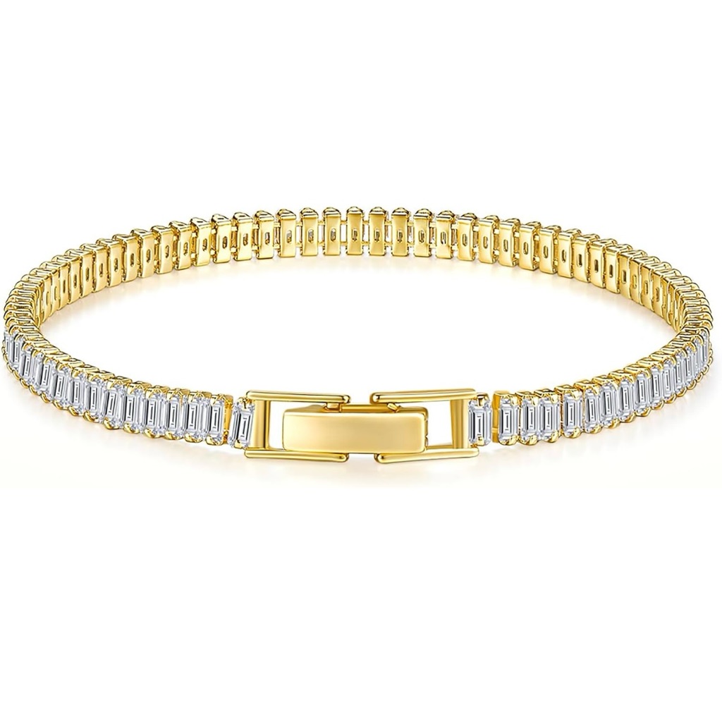 14k Gold/White Gold Plated 4mm Cubic Zirconia Tennis Bracelet